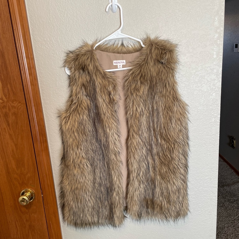 Tan faux fur vest